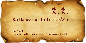 Kaltrovics Krisztián névjegykártya